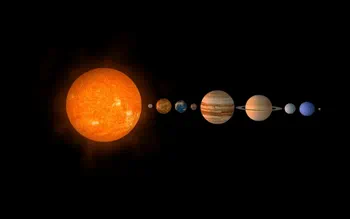 Solar system from closest to the sun to furthest: Mercury, Venus, Earth, Mars, Jupiter, Saturn, Uranus, Neptune and Pluto.