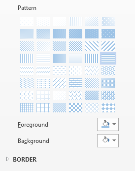 Pattern options displayed from Format data series side bar.
